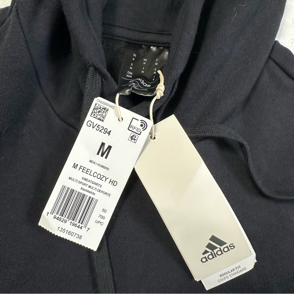 NWT Adidas Feel Cozy Pullover Fleece Hoddie in Black Size M - Picture 8 of 15